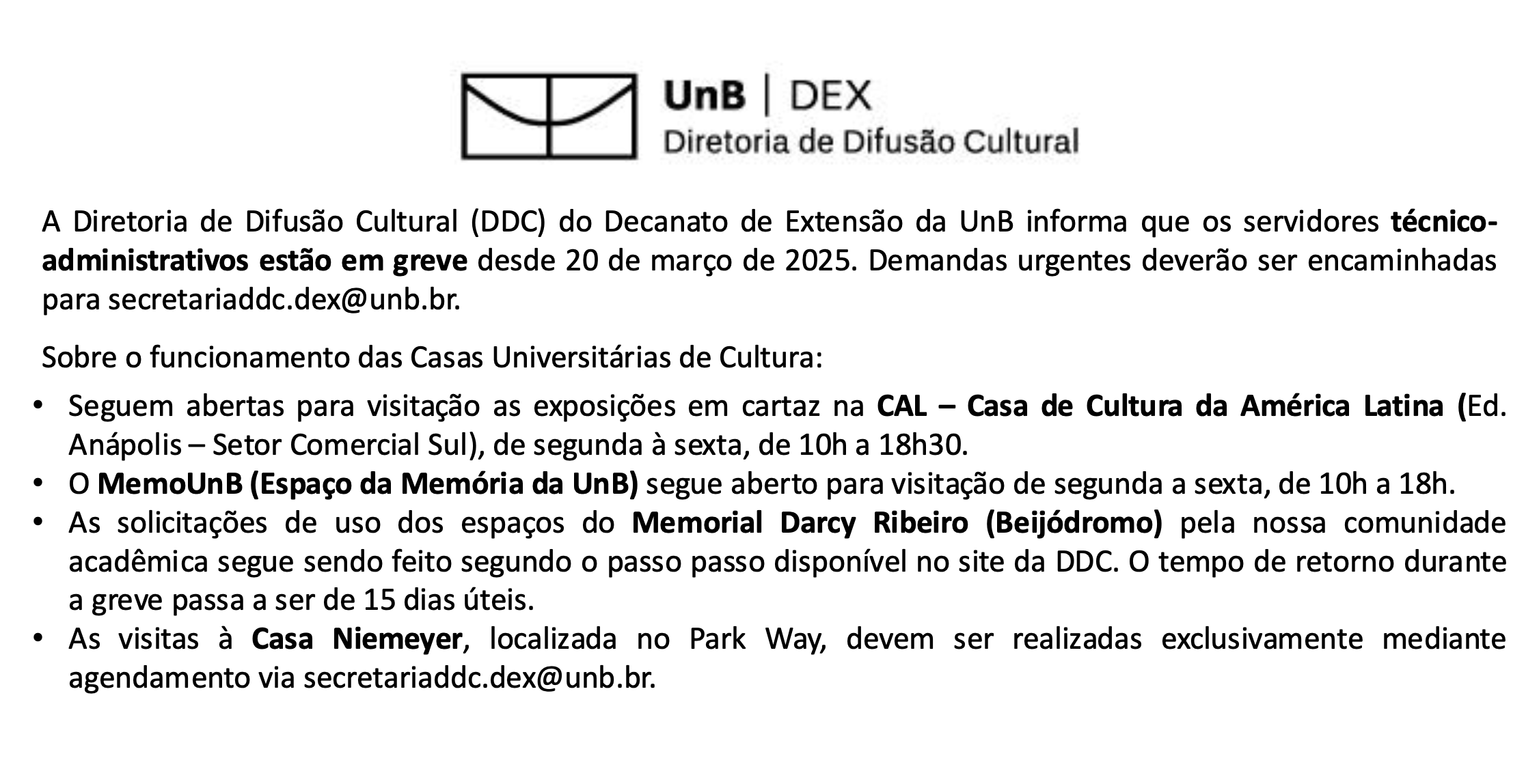 Funcionamento da DDC durante a greve dos técnicos